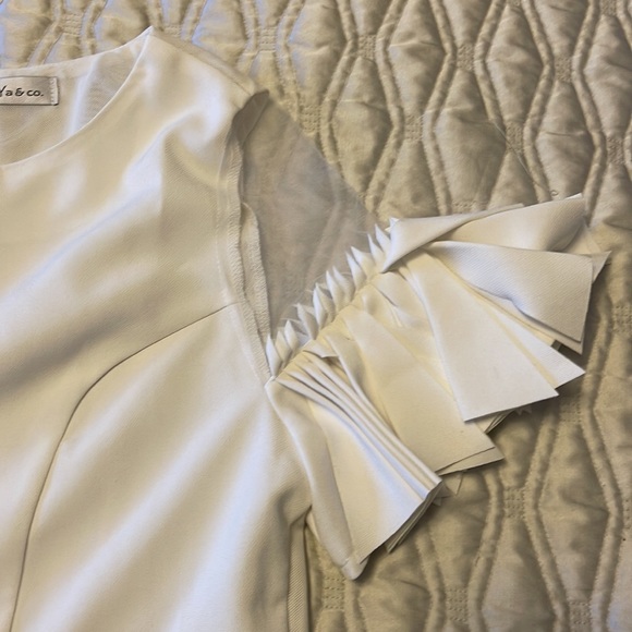 White top with sheer and ruffled short sleeves - Picture 2 of 5